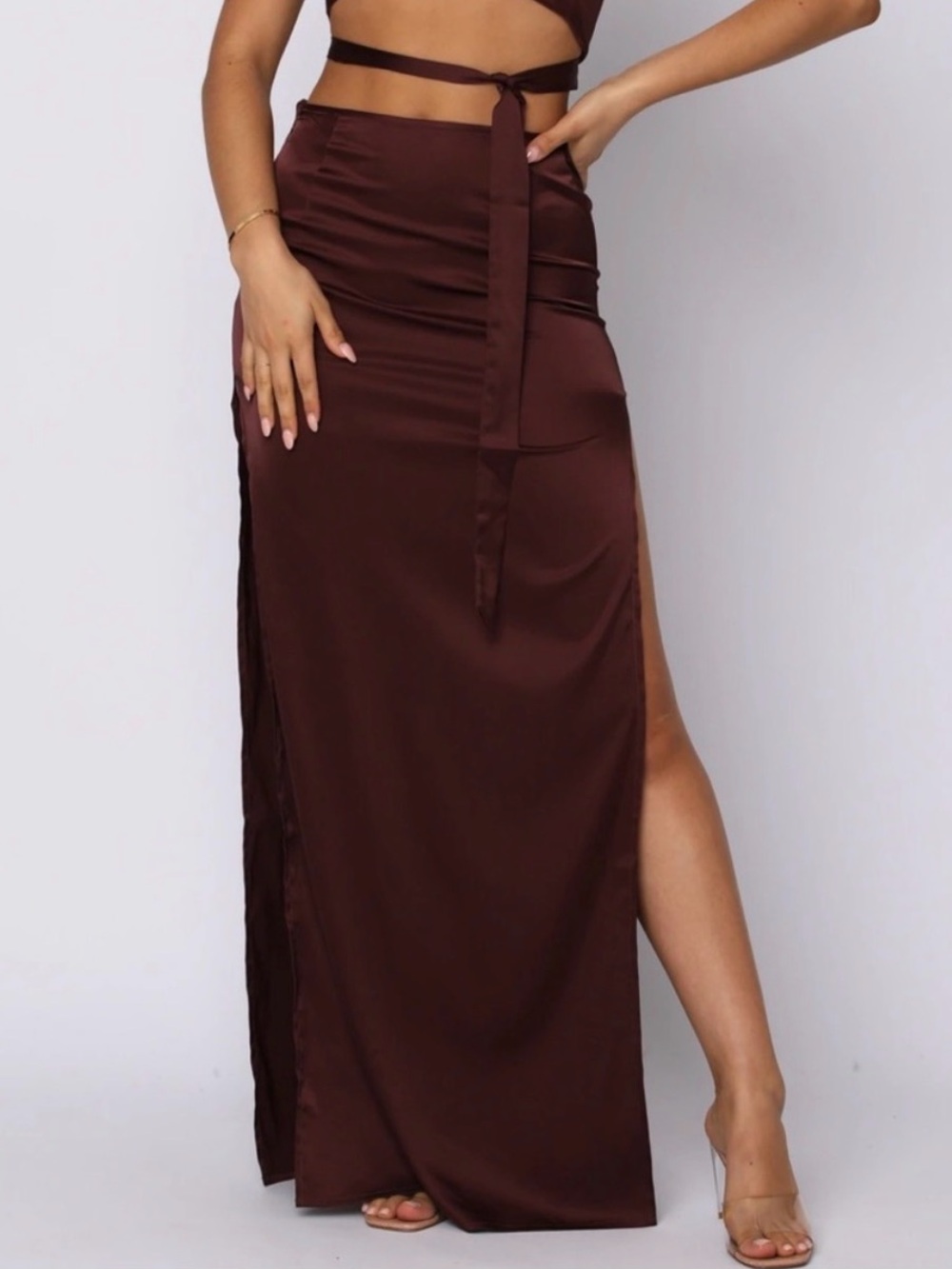 White Fox Boutique Good Feeling Maxi Skirt Chocolate